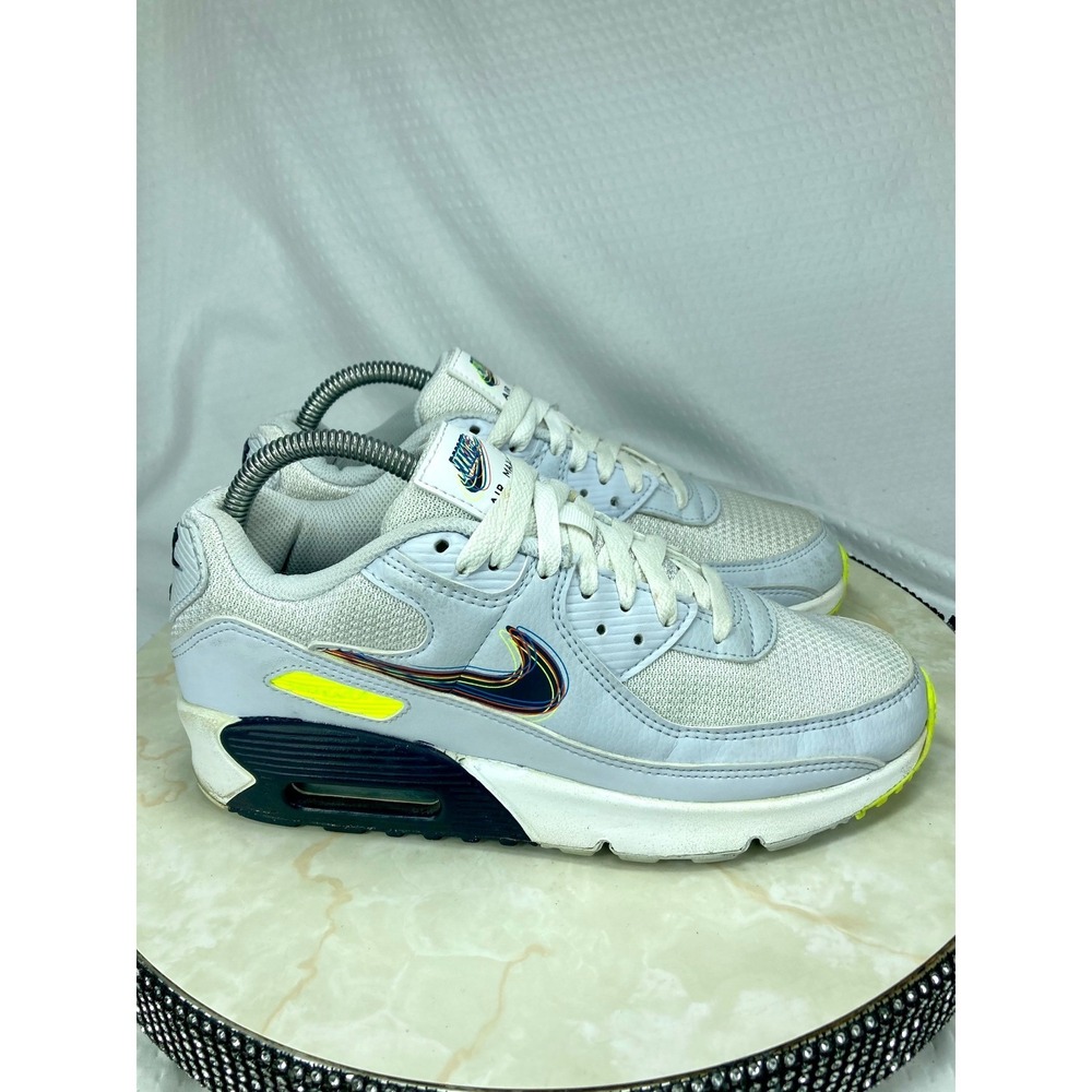 Nike Air Max 90 "3D SWOOSH" Shoes Womens 8 White Grey Streetwear Comfy Sneakers - Picture 2 of 11